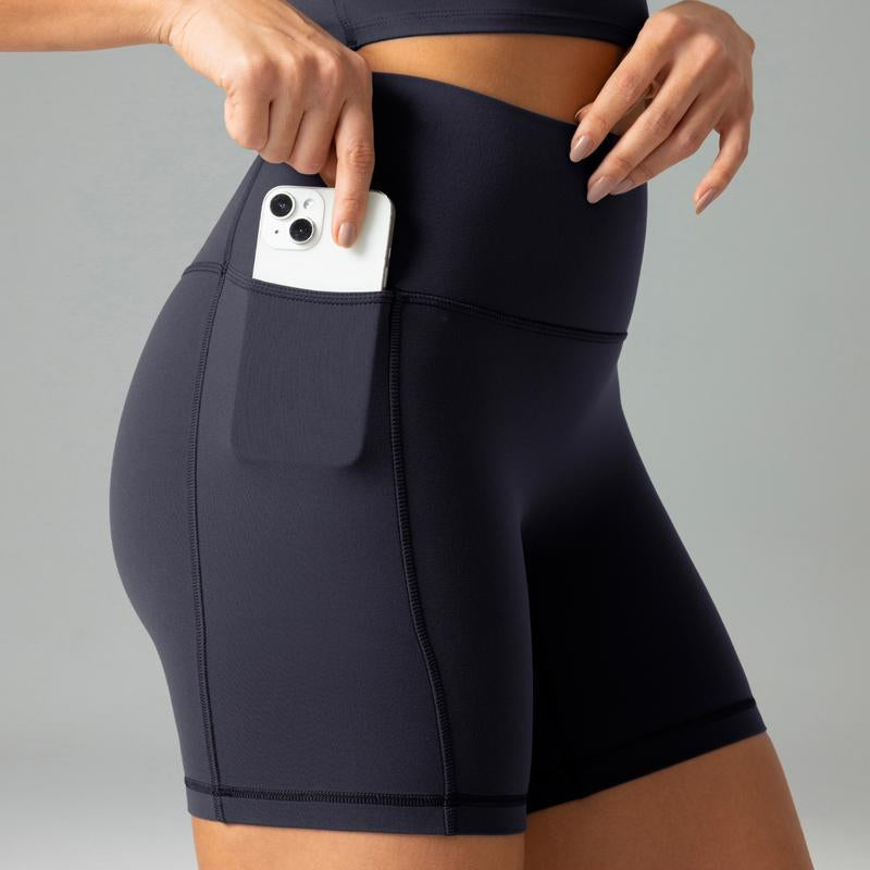 Colorfulkoala Women'S No Front Seam Dreamlux Yoga Shorts 6" with Side Pockets Workout Shorts High-Waisted Shorts Bike Shorts