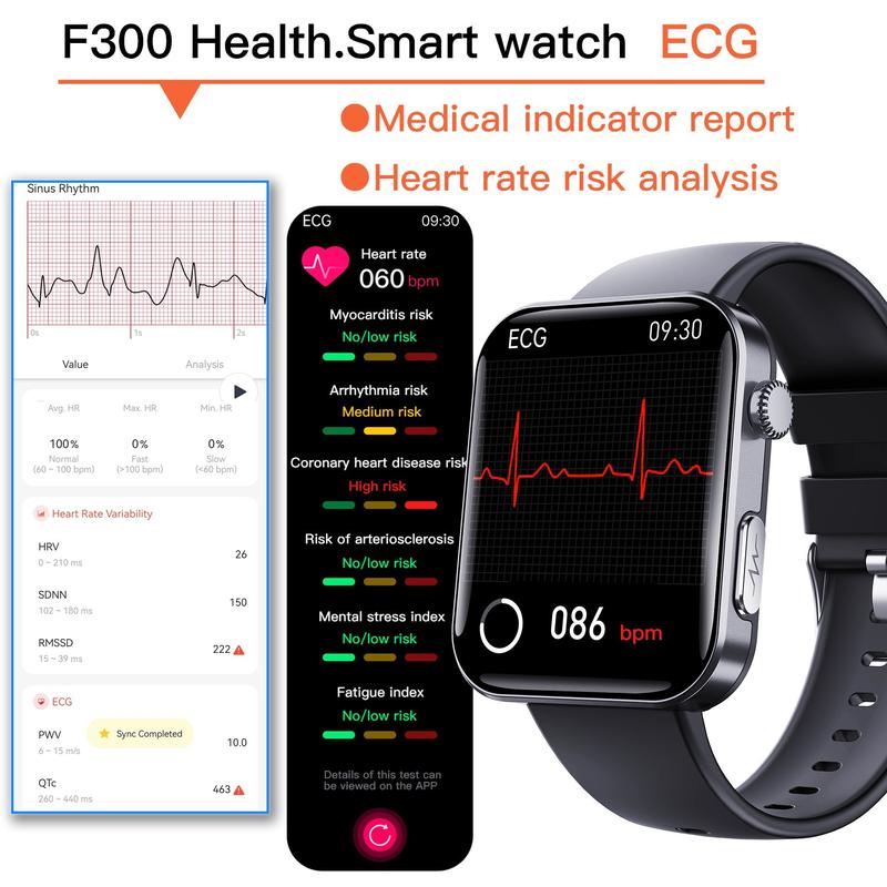 Smart Watch ECG Monitoring SOS Fall Alarm Blood Glucose and Blood Pressure Bluetooth Sports Smart Watch HRV Report